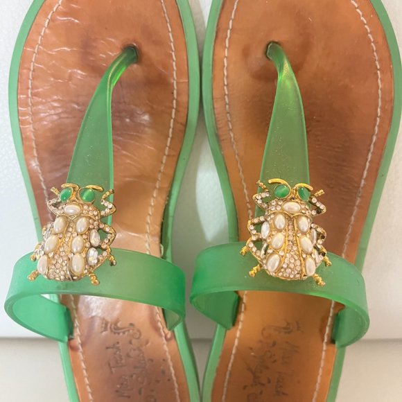 MISS TRISH SPLASH JELLY FLIP FLOPS SANDALS GREEN 9 M UNIQUE - Picture 5 of 7